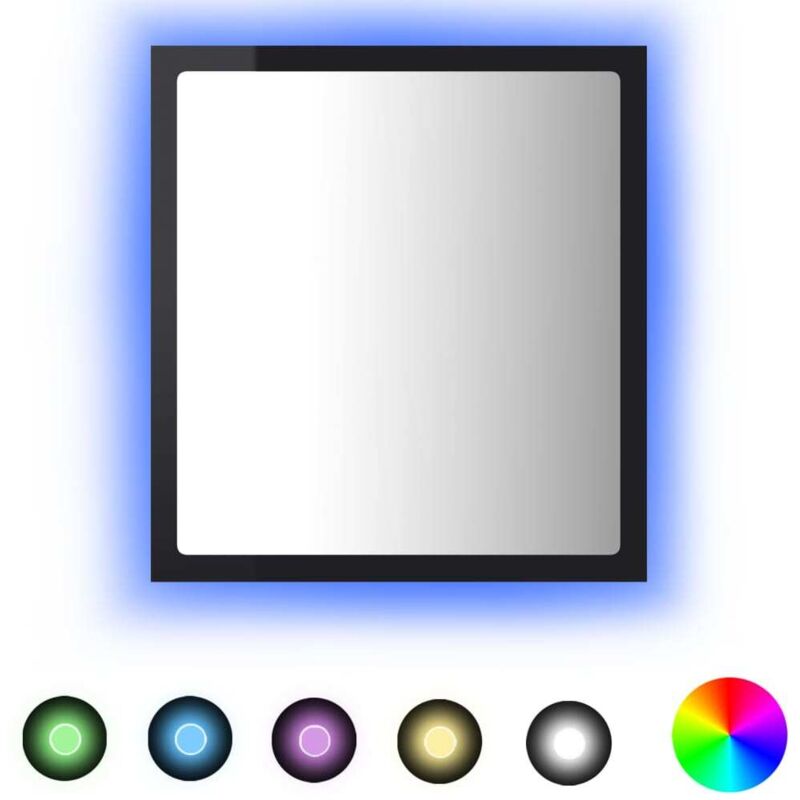 

vidaXL Espejo de baño con LED aglomerado negro brillante 40x8,5x37 cm - Negro
