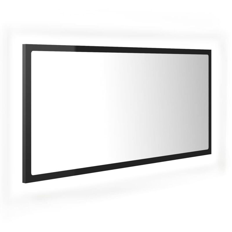 

vidaXL Espejo de baño con LED aglomerado negro brillante 90x8,5x37 cm - Negro