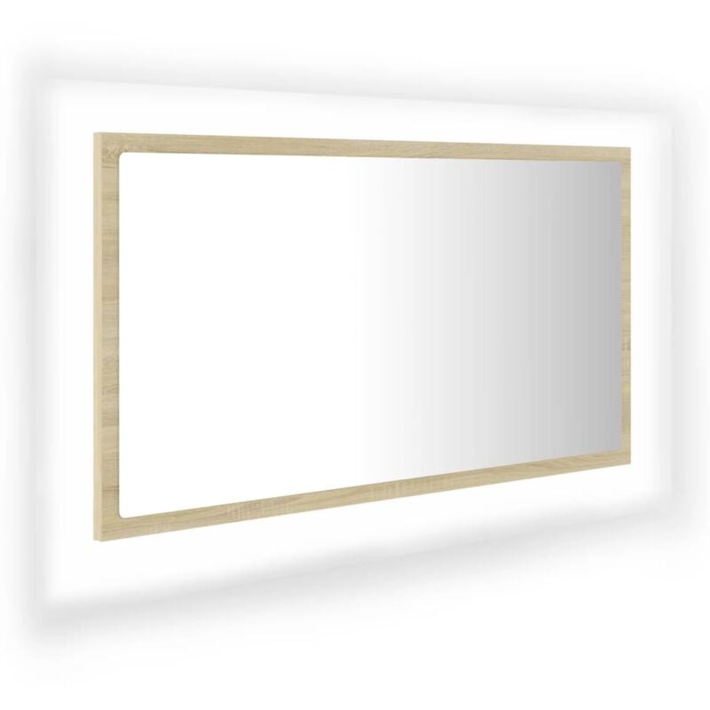 

vidaXL Espejo de baño con LED aglomerado roble Sonoma 80x8,5x37 cm - Marrón