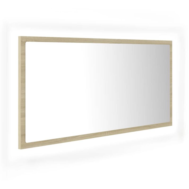 

vidaXL Espejo de baño con LED aglomerado roble sonoma 90x8,5x37 cm - Marrón