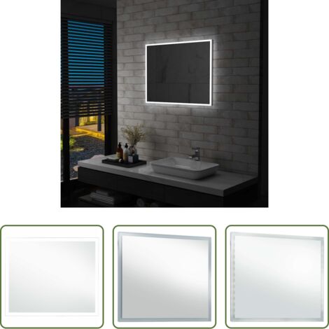 vidaXL Espejo de baño -  Espejo de pared de baño con LED 80x60 cm