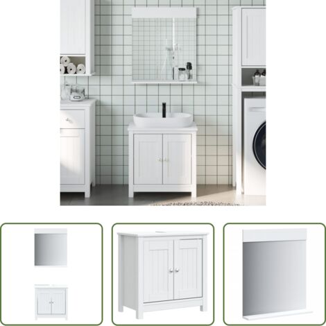 vidaXL Espejo de baño - Juego de muebles de baño BERG 2 pzas madera maciza pino blanco