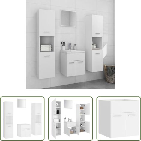 vidaXL Espejo de baño -  Juego de muebles de baño madera de ingeniería blanco