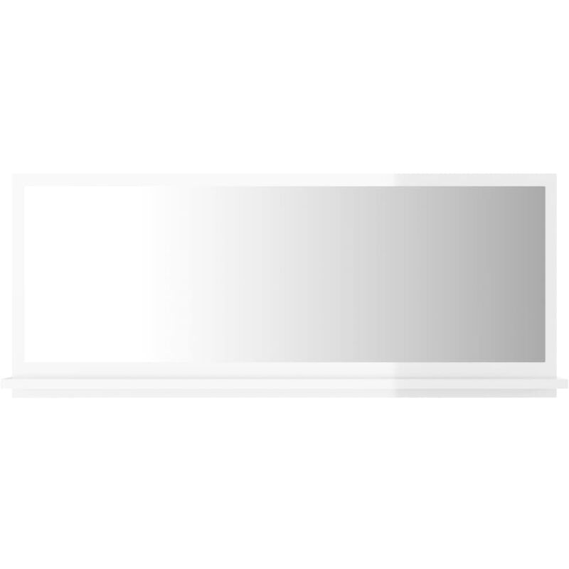 

vidaXL Espejo de baño aglomerado blanco brillante 90x10,5x37 cm - Blanco