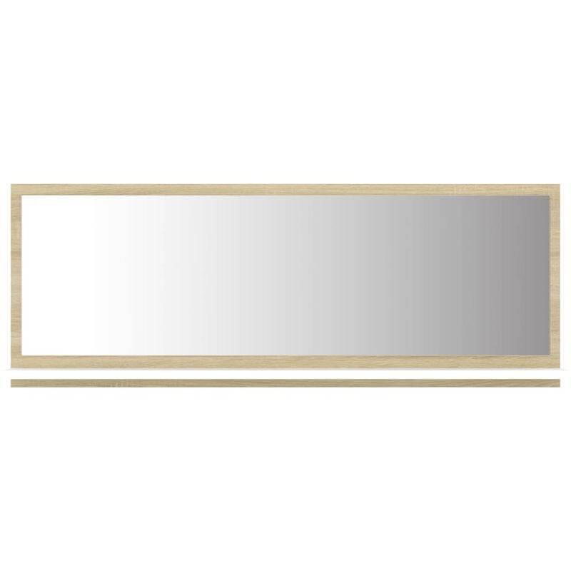 

vidaXL Espejo de baño aglomerado blanco y roble Sonoma 100x10,5x37 cm - Blanco