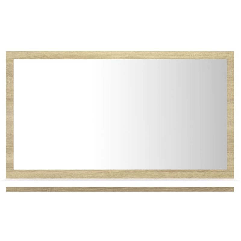 

Espejo de baño aglomerado blanco y roble Sonoma 60x10,5x37 cm - Blanco - Vidaxl