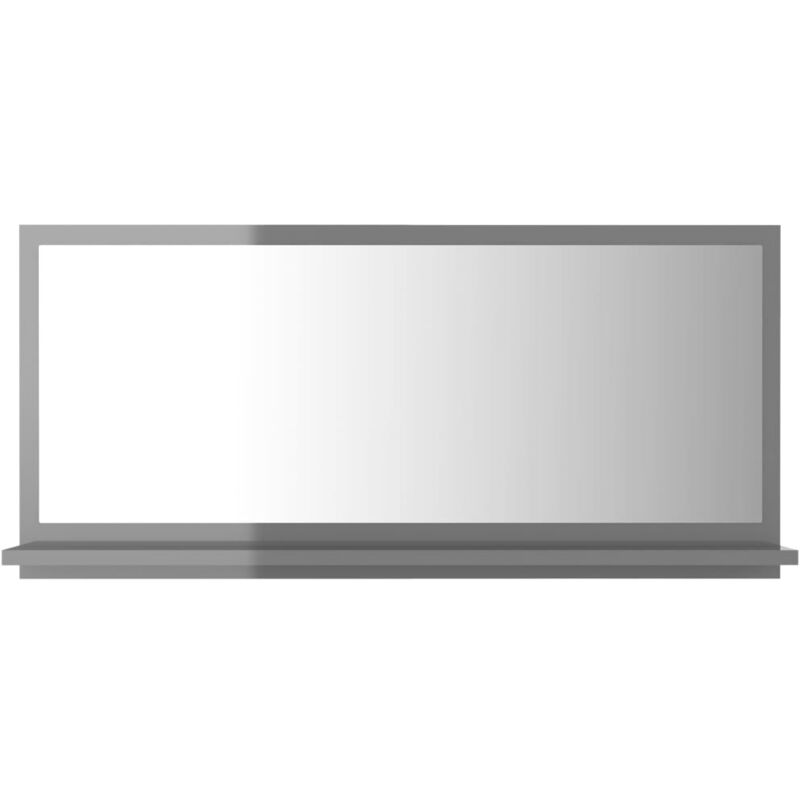 

vidaXL Espejo de baño aglomerado gris brillante 80x10,5x37 cm - Gris