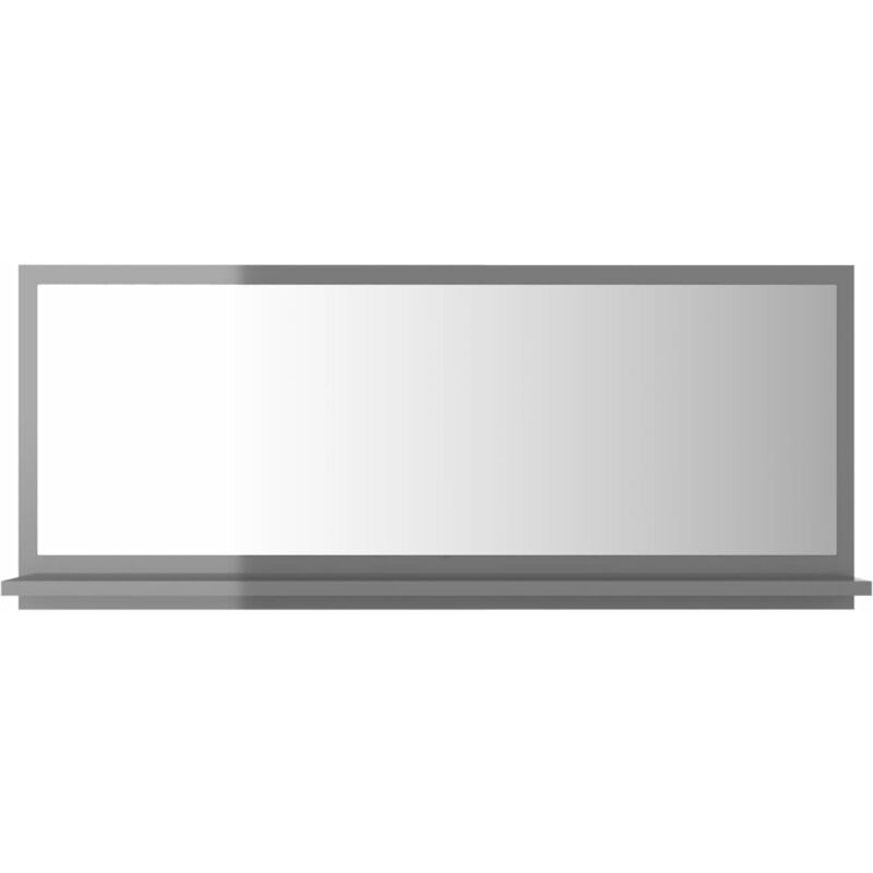 

vidaXL Espejo de baño aglomerado gris brillante 90x10,5x37 cm - Gris