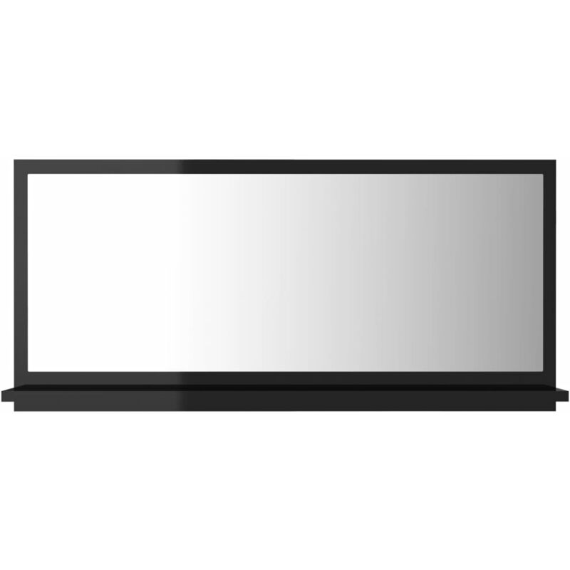 

vidaXL Espejo de baño aglomerado negro brillante 80x10,5x37 cm - Negro