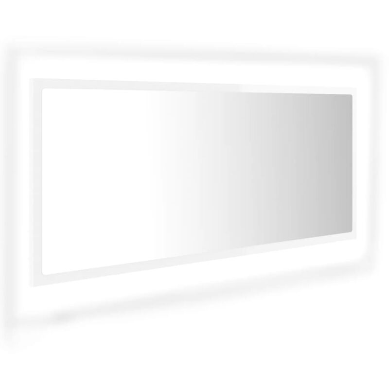 

vidaXL Espejo de baño con LED aglomerado blanco brillo 100x8,5x37 cm - Blanco