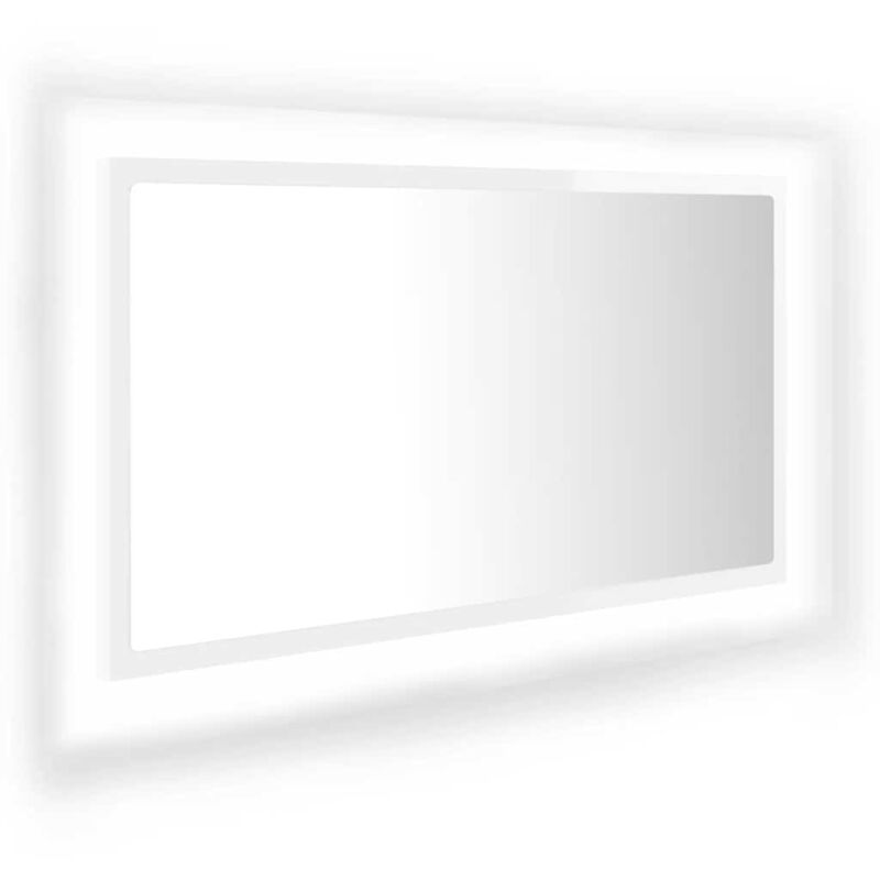 

vidaXL Espejo de baño con LED aglomerado blanco brillo 80x8,5x37 cm - Blanco