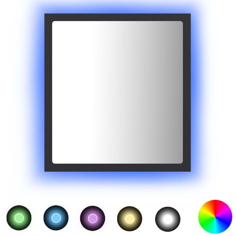 

vidaXL Espejo de baño con LED aglomerado gris 40x8,5x37 cm - Gris