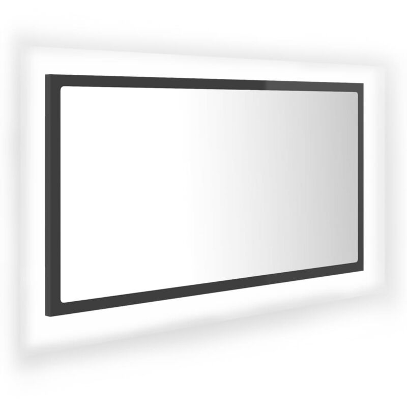 

vidaXL Espejo de baño con LED aglomerado gris brillo 80x8,5x37 cm - Gris