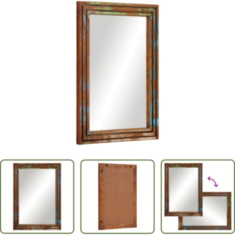 vidaXL Espejo de maquillaje -  Espejo de baño madera maciza de acacia y vidrio 50x70 cm