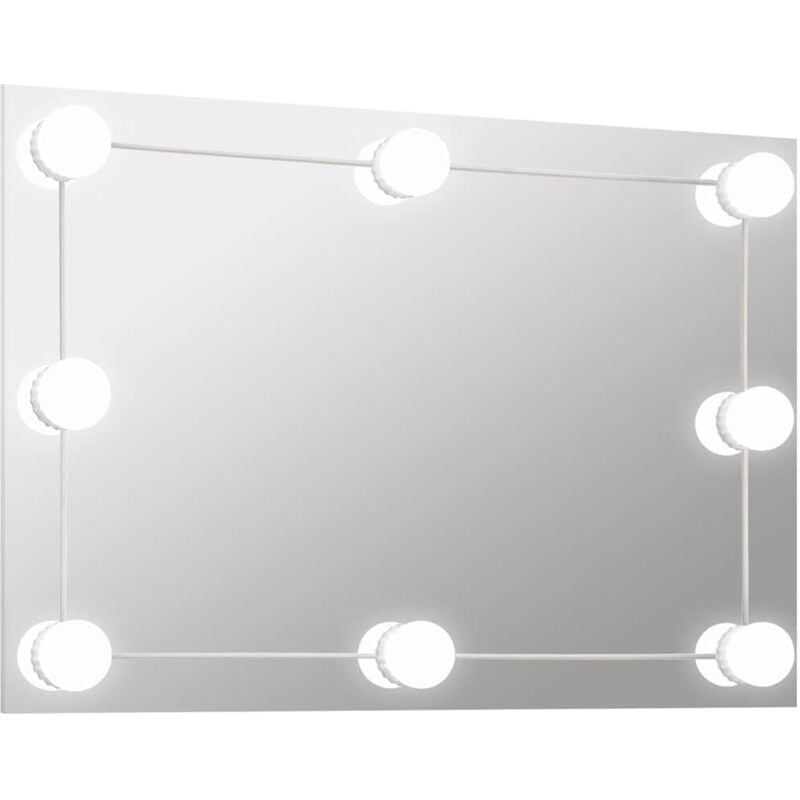 

vidaXL Espejo de pared con luces LED rectangular de vidrio - Plateado