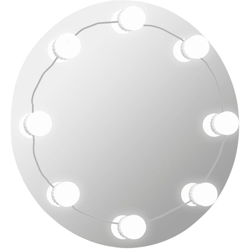 

vidaXL Espejo de pared con luces LED redondo de vidrio - Plateado