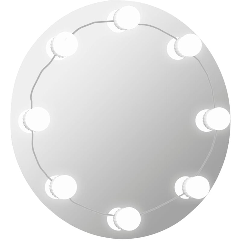 

vidaXL Espejo de pared con luces LED redondo de vidrio - Plateado