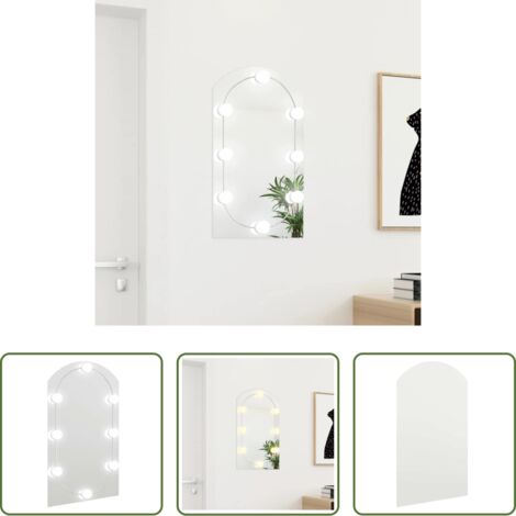 vidaXL Espejo de pared -  Espejo con luces LED vidrio arco 70x40 cm