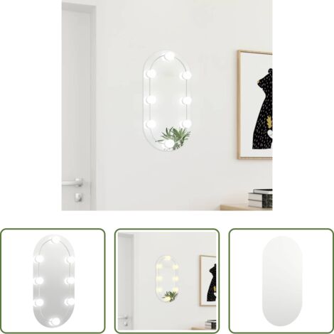 vidaXL Espejo de pared -  Espejo con luces LED vidrio ovalado 60x30 cm