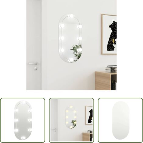 vidaXL Espejo de pared -  Espejo con luces LED vidrio ovalado 80x40 cm