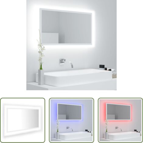 vidaXL Espejo de pared -  Espejo de baño LED acrílico blanco 80x8,5x37 cm
