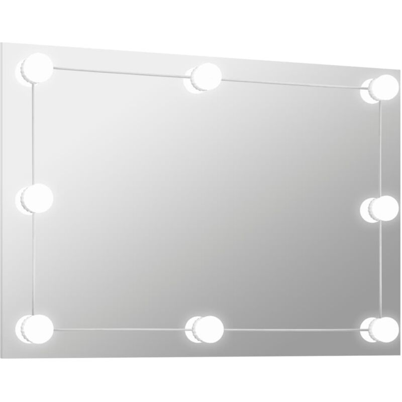 

vidaXL Espejo de pared sin marco con luces LED rectangular de vidrio - Plateado