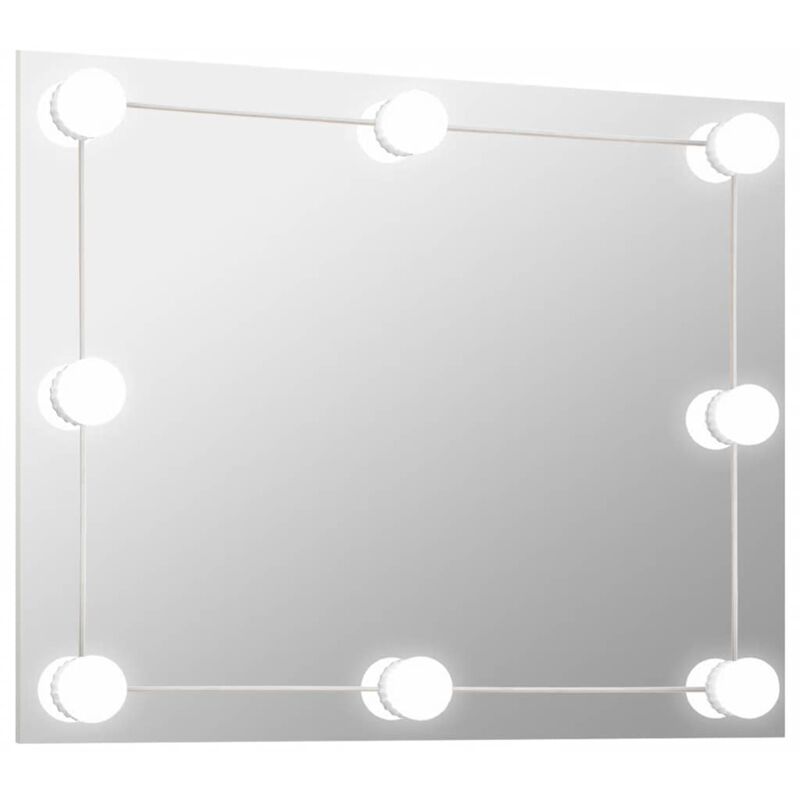 

vidaXL Espejo de pared sin marco con luces LED rectangular de vidrio - Plateado