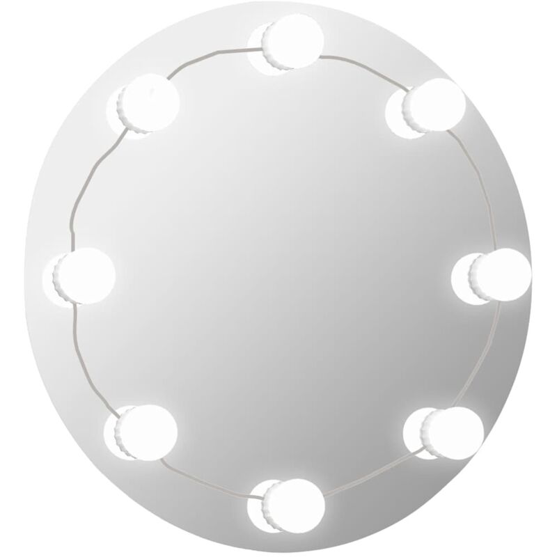 

vidaXL Espejo de pared sin marco con luces LED redondo de vidrio - Plateado