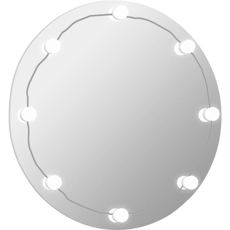 

vidaXL Espejo de pared sin marco con luces LED redondo de vidrio - Plateado