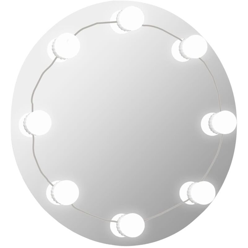 

vidaXL Espejo de pared sin marco con luces LED redondo de vidrio - Plateado
