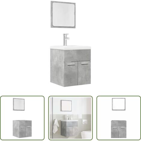 vidaXL Espejo de tocador -  Set muebles de baño 2 piezas madera contrachapada gris hormigón