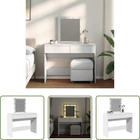 vidaXL Espejo de tocador -  Tocador con luces LED blanco 100x40x130 cm