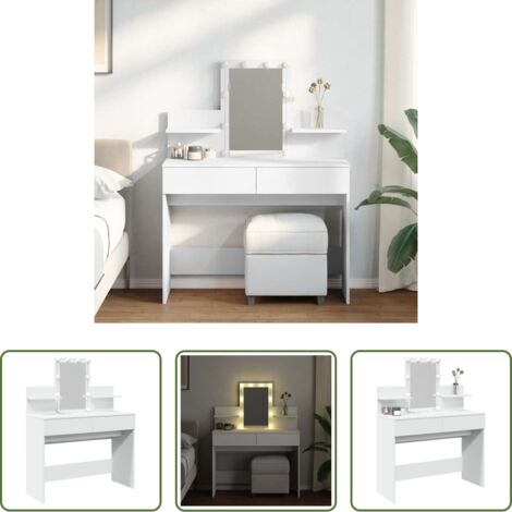 vidaXL Espejo de tocador -  Tocador con luces LED blanco 100x40x130 cm