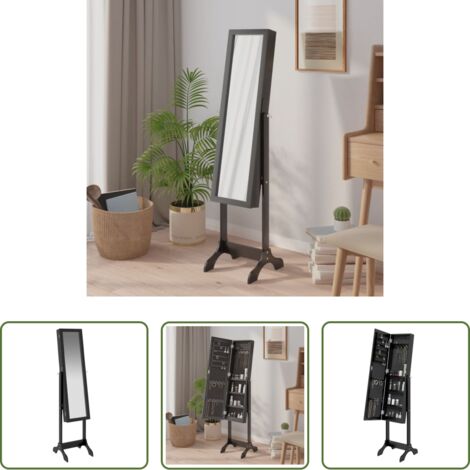 vidaXL Espejo decorativo -  Espejo de pie negro 34x37x146 cm