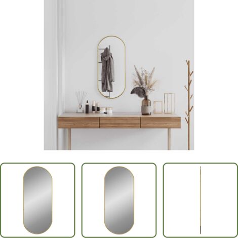 vidaXL Espejo dorado -  Espejo de pared ovalado dorado 80x35 cm