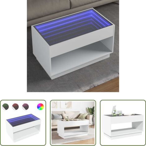 vidaXL Espejo LED -  Mesa de centro con Infinity LED blanco 90x50x50 cm