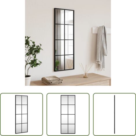 vidaXL Espejo negro -  Espejo de pared rectangular de hierro negro 30x80 cm