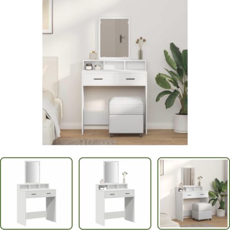 vidaXL Espejo plano -  Mesa Tocador con cajón 79 x 41 x 140 cm Madera de ingeniería