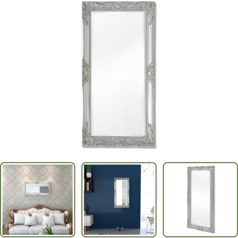 vidaXL Espejo plateado - Espejo de pared estilo barroco plateado 100x50 cm