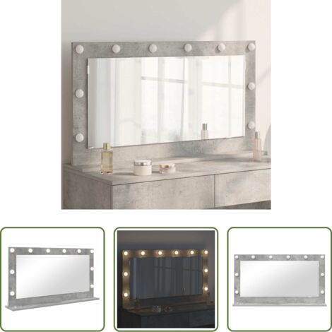 vidaXL Espejo rectangular -  Espejo de Tocador Rectangular Gris Concreto 100 x 55 x 18 cm