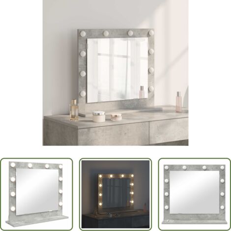 vidaXL Espejo rectangular -  Espejo de Tocador Rectangular Gris Concreto 60 x 55 x 18 cm