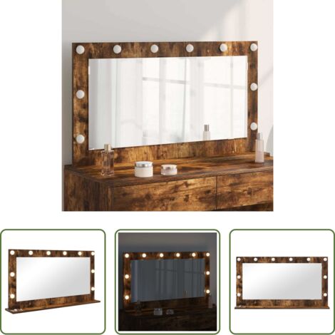 vidaXL Espejo rectangular -  Espejo de Tocador Rectangular Roble ahumado 100 x 55 x 18 cm