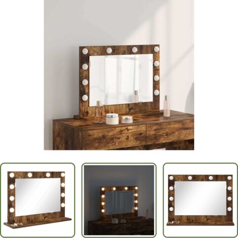 vidaXL Espejo rectangular -  Espejo de Tocador Rectangular Roble ahumado 60 x 45 x 18 cm