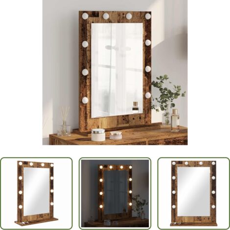 vidaXL Espejo rectangular - Espejo de Tocador Rectangular Roble ahumado 70 x 50 x 18 cm