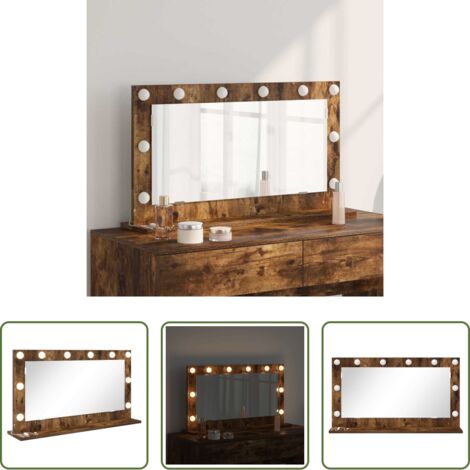 vidaXL Espejo rectangular - Espejo de Tocador Rectangular Roble ahumado 80 x 45 x 18 cm