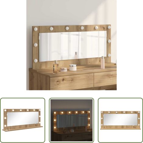 vidaXL Espejo rectangular -  Espejo de Tocador Rectangular Roble artesanal 100 x 45 x 18 cm