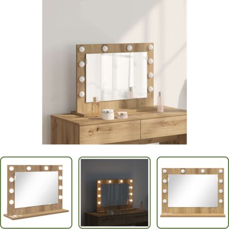 vidaXL Espejo rectangular -  Espejo de Tocador Rectangular Roble artesanal 60 x 45 x 18 cm