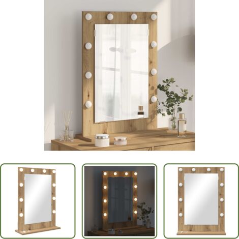 vidaXL Espejo rectangular -  Espejo de Tocador Rectangular Roble artesanal 70 x 50 x 18 cm