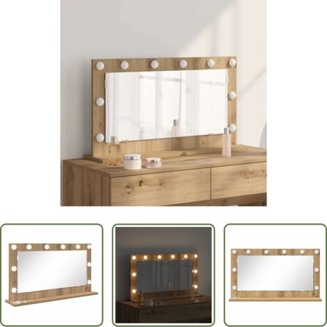 vidaXL Espejo rectangular -  Espejo de Tocador Rectangular Roble artesanal 80 x 45 x 18 cm