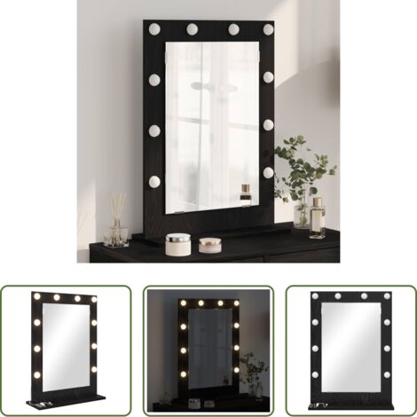 vidaXL Espejo rectangular - Espejo de Tocador Rectangular Roble Negro 70 x 50 x 18 cm